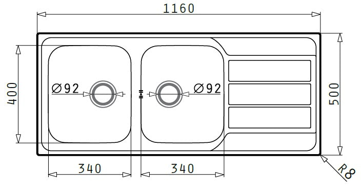 Chiuveta Inox Athena 1160mm*500mm