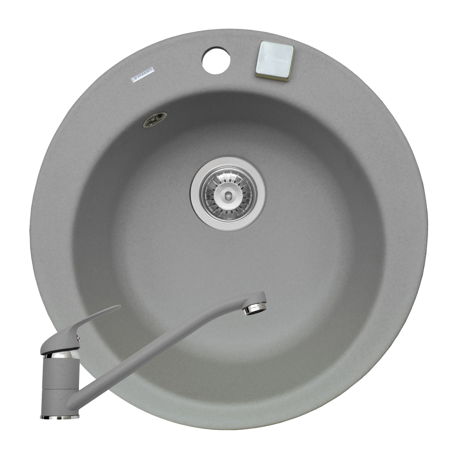 Set chiuveta granit ALYA 1B Ø49 & baterie ASALIA - Grey