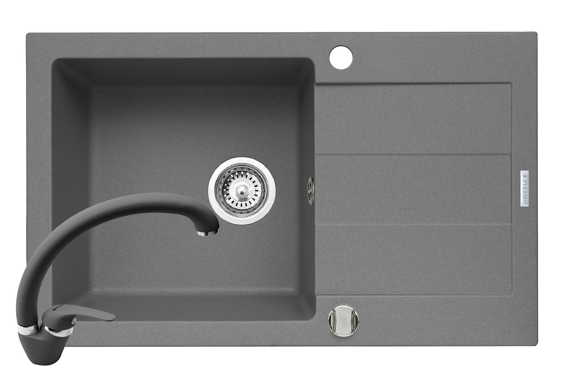 Set chiuveta granit SPARTA PLUS & baterie OSSIA - Grey