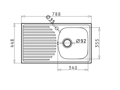 Chiuveta inox Ecoline ASPECT - inox 790mm*450mm DR