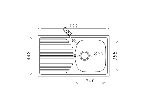 Chiuveta inox Ecoline ASPECT - inox 788mm*448mm DR