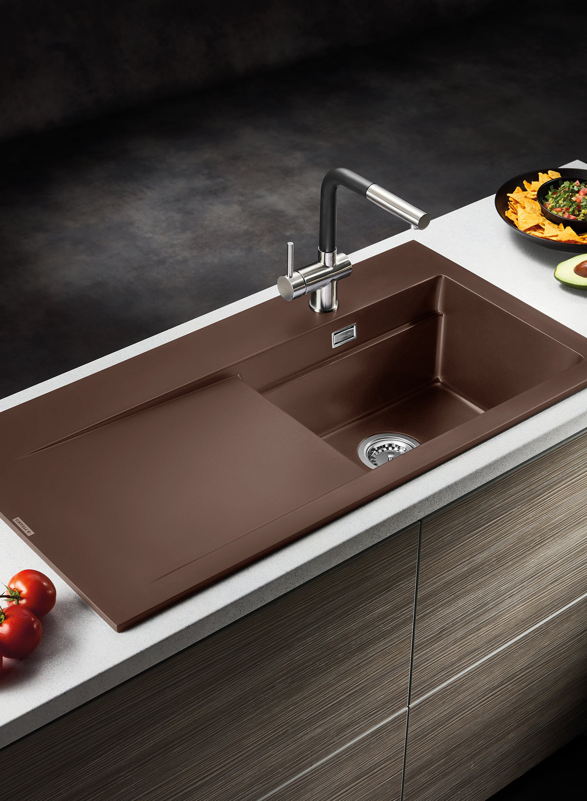 Chiuveta granit TEKTON 100x51 1B 1D DR Chocolate