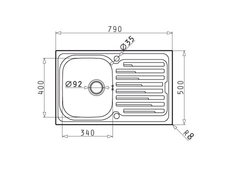 Chiuveta Inox AMALTIA 790mm*500mm