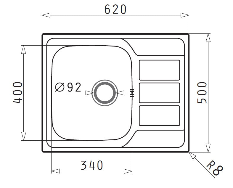 ChiuvetA inox ATHENA 620mm*500mm