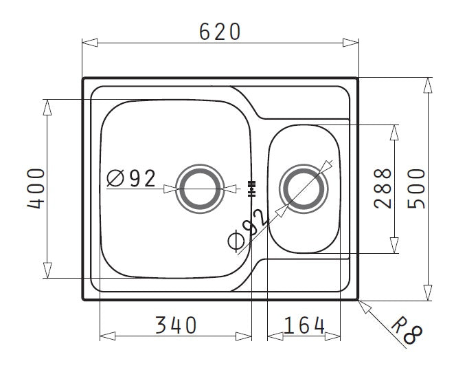 ChiuvetA inox ATHENA 620mm*500mm