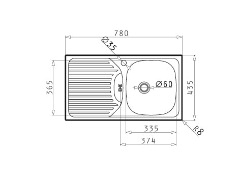 Chiuveta Inox ET78 Fork 780mm*435mm DR