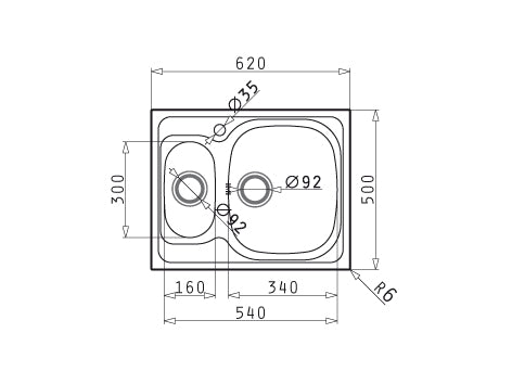 Chiuveta Inox SPARTA 62x50 1 1/2B DR