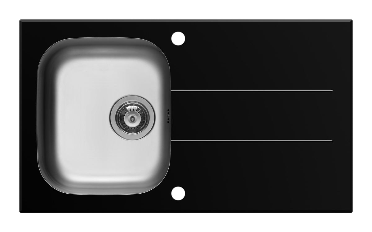 Chiuveta Pyramis CONCERTO 86x50 1B 1D Black Glass & Inox